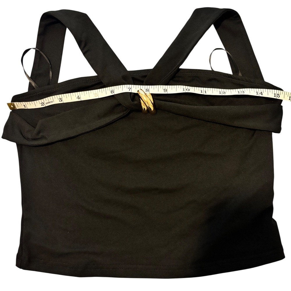 Commense Halter Top Women Medium Black Crossover Gold Ring Hardware Sleeveless - Picture 5 of 6